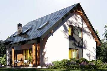 Projekt domu uA87 - parterowy z poddaszem dom o powierzchni 128,03 m², dach dwuspadowy - ujęcie 2