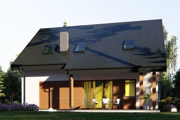 Projekt domu uA87 - parterowy z poddaszem dom o powierzchni 128,03 m², dach dwuspadowy - ujęcie 3