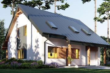 Projekt domu uA87 - parterowy z poddaszem dom o powierzchni 128,03 m², dach dwuspadowy - ujęcie 4