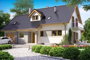  Projekt domu BW-56 wariant 1 (JGC1212) - projekt domu parterowego z poddaszem - Zdjęcie 1