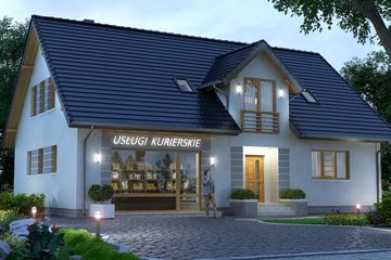  Projekt domu BS-16 z lokalem (JGC1213) - projekt domu parterowego z poddaszem - Zdjęcie 1