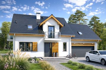  Projekt domu Jaskółka 6 z garażem 2-st. (WRL1058) - projekt domu parterowego z poddaszem - Zdjęcie 1