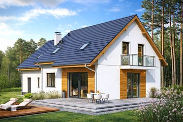  Projekt domu Jaskółka 6 z garażem 2-st. (WRL1058) - projekt domu parterowego z poddaszem - Zdjęcie 2