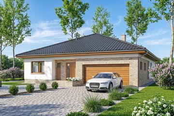 Projekt domu Kalwados - parterowy dom o powierzchni 130 m², dach kopertowy - ujęcie 2