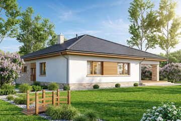 Projekt domu Kalwados - parterowy dom o powierzchni 130 m², dach kopertowy - ujęcie 4
