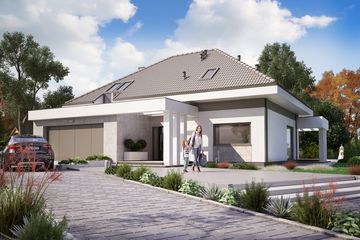  Projekt domu KA61 (PKT1085) - projekt domu parterowego z poddaszem - Zdjęcie 1