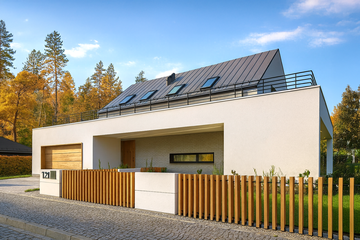  Projekt domu Z pergolą 03 (KZB1039) - projekt domu parterowego z poddaszem - Zdjęcie 1