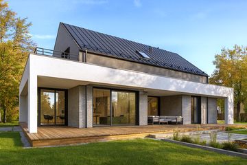  Projekt domu Z pergolą 03 (KZB1039) - projekt domu parterowego z poddaszem - Zdjęcie 2