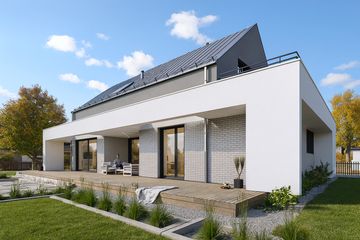  Projekt domu Z pergolą 03 (KZB1039) - projekt domu parterowego z poddaszem - Zdjęcie 3