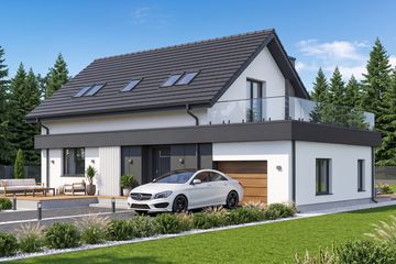 Projekt domu Sej-pro 003 energo - parterowy z poddaszem dom o powierzchni 122,01 m², dach dwuspadowy - ujęcie 2