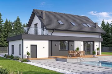 Projekt domu Sej-pro 003 energo - parterowy z poddaszem dom o powierzchni 122,01 m², dach dwuspadowy - ujęcie 3