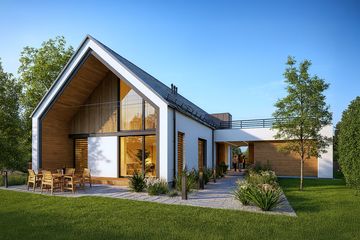  Projekt domu Z wnęką 05 (KZB1045) - projekt domu parterowego z poddaszem - Zdjęcie 1