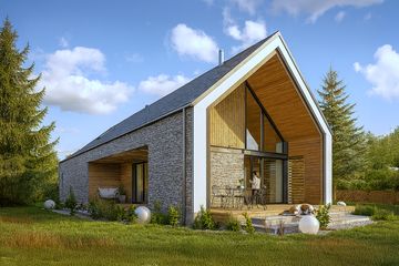  Projekt domu Z wnęką 06 (KZB1046) - projekt domu parterowego z poddaszem - Zdjęcie 1