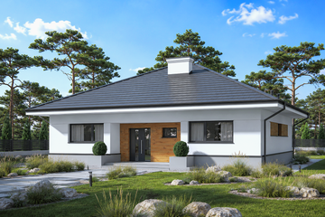 Projekt domu Beno III - parterowy dom o powierzchni 119,80 m², dach kopertowy - ujęcie 2