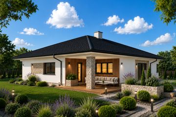 Projekt domu Merkury - parterowy dom o powierzchni 114,06 m², dach kopertowy - ujęcie 2