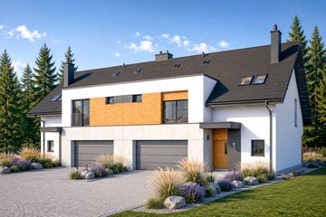 Projekt domu Wiktor G2 (bliźniak) energo - parterowy z poddaszem dom o powierzchni 156,73 m², dach dwuspadowy - ujęcie 4