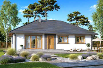 Projekt domu Domek Mokka ET (053 ET) - parterowy dom o powierzchni 113 m², dach kopertowy - ujęcie 2