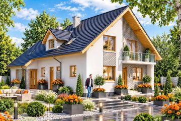 Projekt domu BS-56 dwulokalowy - parterowy z poddaszem dom o powierzchni 165,60 m², dach dwuspadowy - ujęcie 2