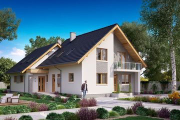  Projekt domu BS-56 wariant 1, dwulokalowy (JGC1219) - projekt domu parterowego z poddaszem - Zdjęcie 1