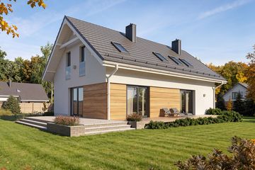 Projekt domu Fila - parterowy z poddaszem dom o powierzchni 133,75 m², dach dwuspadowy - ujęcie 2
