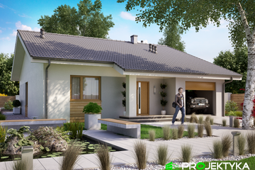 Projekt domu KA91 T - parterowy dom o powierzchni 101,24 m², dach dwuspadowy, koszt budowy 300 000 zł - ujęcie frontu