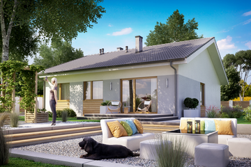 Projekt domu KA91 T - parterowy dom o powierzchni 101,24 m², dach dwuspadowy - ujęcie 2