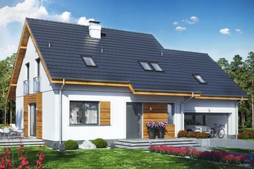  Projekt domu Jaskółka 7 z garażem 2-st. (WRL1060) - projekt domu parterowego z poddaszem - Zdjęcie 1