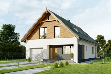  Projekt domu E-255 (WAX1160) - projekt domu parterowego z poddaszem - Zdjęcie 1