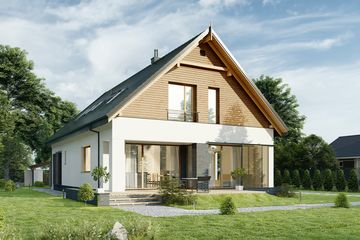  Projekt domu E-255 (WAX1160) - projekt domu parterowego z poddaszem - Zdjęcie 2