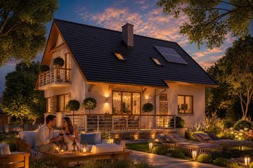 Projekt domu BW-36 wariant 11 podpiwniczony - parterowy z poddaszem dom o powierzchni 102,30 m², dach dwuspadowy - ujęcie 4