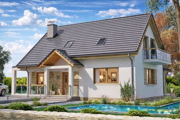  Projekt domu BW-36 wariant 15 bez garażu (JGC1221) - projekt domu parterowego z poddaszem - Zdjęcie 2