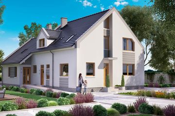  Projekt domu BS-56 wariant 2, dwulokalowy (JGC1224) - projekt domu parterowego z poddaszem - Zdjęcie 1