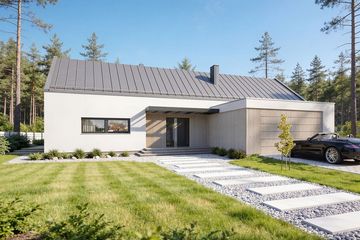 Projekt domu Alfi - parterowy dom o powierzchni 158,86 m², dach dwuspadowy - ujęcie 3