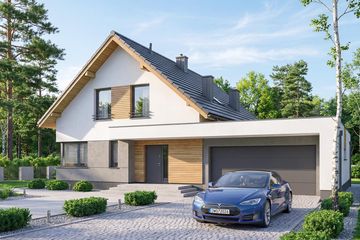 Projekt domu Pomelo - parterowy z poddaszem dom o powierzchni 139,16 m², dach dwuspadowy - ujęcie 2