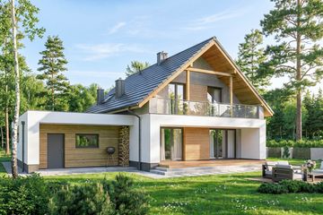 Projekt domu Pomelo - parterowy z poddaszem dom o powierzchni 139,16 m², dach dwuspadowy - ujęcie 3