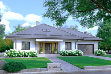 Projekt domu APS 217 + 2G NEW - parterowy dom o powierzchni 122,20 m², dach namiotowy - ujęcie 3