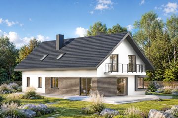 Projekt domu Sej-pro 018 energo - parterowy z poddaszem dom o powierzchni 193,65 m², dach dwuspadowy - ujęcie 2