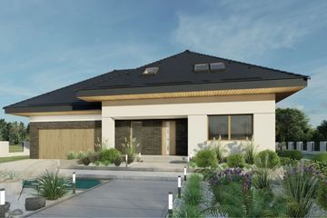 Projekt domu Sej-pro 024 energo - parterowy z poddaszem dom o powierzchni 166,28 m², dach kopertowy - ujęcie 2