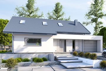  Projekt domu DomPasja 56 (BBE1048) - projekt domu parterowego z poddaszem - Zdjęcie 1