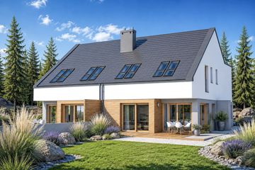 Projekt domu Lukas G1 (bliźniak) energo - parterowy z poddaszem dom o powierzchni 120,91 m², dach dwuspadowy - ujęcie 2