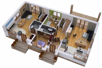 Projekt domu BS-07 wariant 2 dwulokalowy - parterowy z poddaszem dom o powierzchni 156,90 m², dach dwuspadowy - ujęcie 5