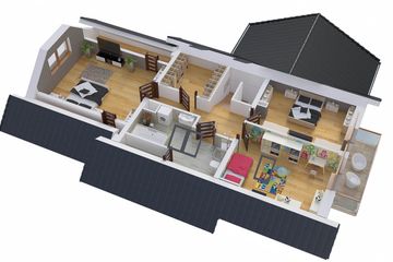 Projekt domu BS-07 wariant 2 dwulokalowy - parterowy z poddaszem dom o powierzchni 156,90 m², dach dwuspadowy - ujęcie 6