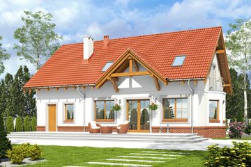  Projekt domu Zgrabna z garażem 1-st. [A] (WRF2055) - projekt domu parterowego z poddaszem - Zdjęcie 2