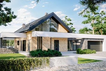  Projekt domu HomeKoncept 66 A G2 (KRX1113) - projekt domu parterowego z poddaszem - Zdjęcie 1