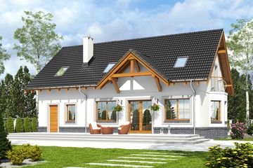  Projekt domu Zgrabna II z garażem 1-st. [A] (WRF2058) - projekt domu parterowego z poddaszem - Zdjęcie 2