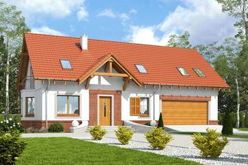  Projekt domu Zgrabna z garażem 2-st. [A1] (WRF2057) - projekt domu parterowego z poddaszem - Zdjęcie 1