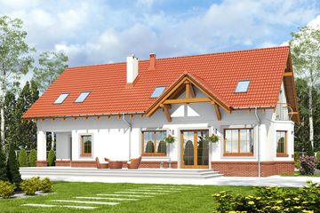  Projekt domu Zgrabna z garażem 2-st. [A1] (WRF2057) - projekt domu parterowego z poddaszem - Zdjęcie 2