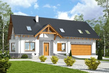  Projekt domu Zgrabna z garażem 2-st. [A1] (WRF2057) - projekt domu parterowego z poddaszem - Zdjęcie 3