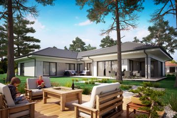 Projekt domu KA122 - parterowy dom o powierzchni 231,05 m², dach wielospadowy - ujęcie 2