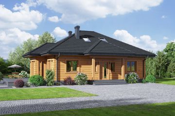Projekt domu Zamość 1dws - parterowy dom o powierzchni 109,15 m², dach kopertowy - ujęcie frontu